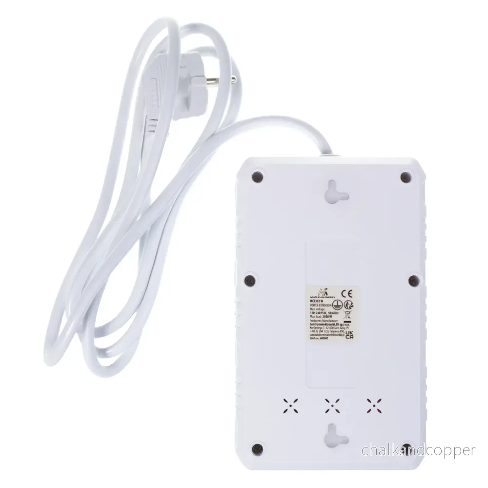 Maclean grenuttag, förlängningskabel 4 uttag + 3xUSB, 110-240V AC 50/60Hz, 2,1A max 2500W, 1,5m, vit, MCE392 W - Bild 3