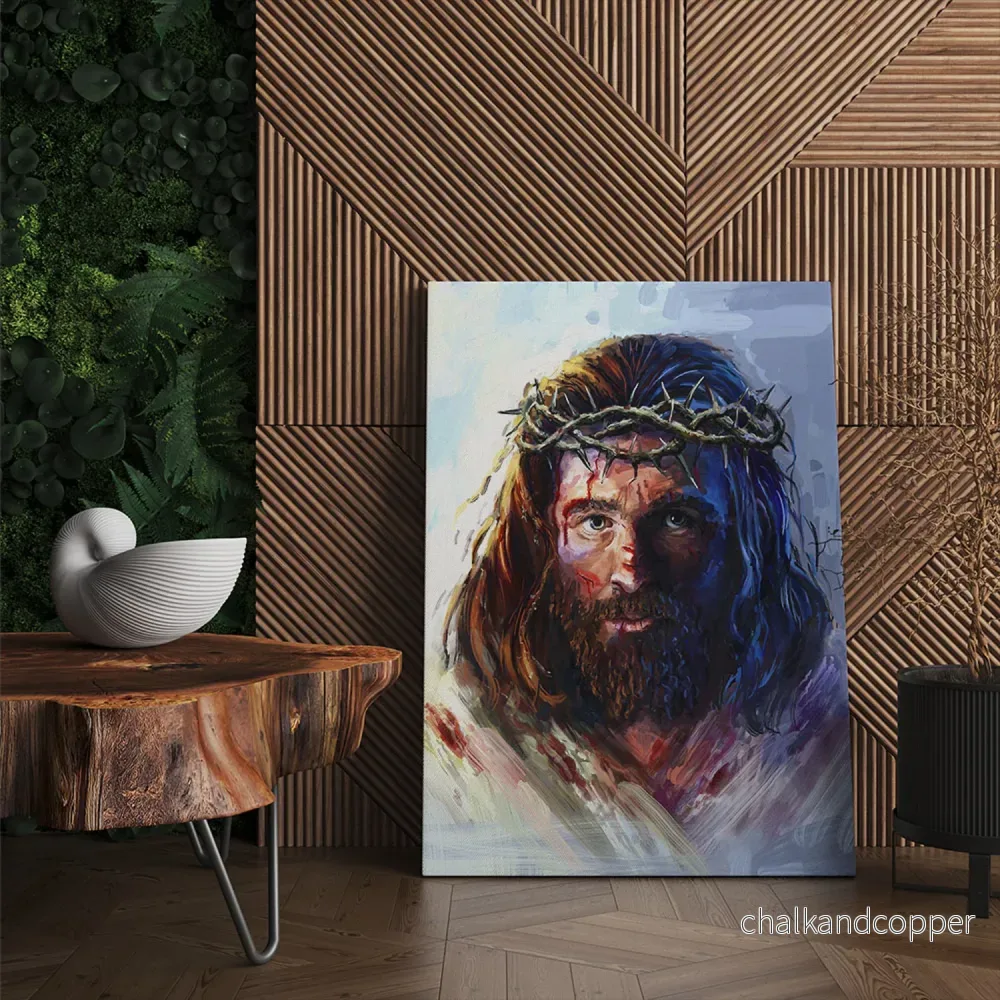 Canvas målning Jesus Kristus i törnekronan 50x70cm - Bild 2