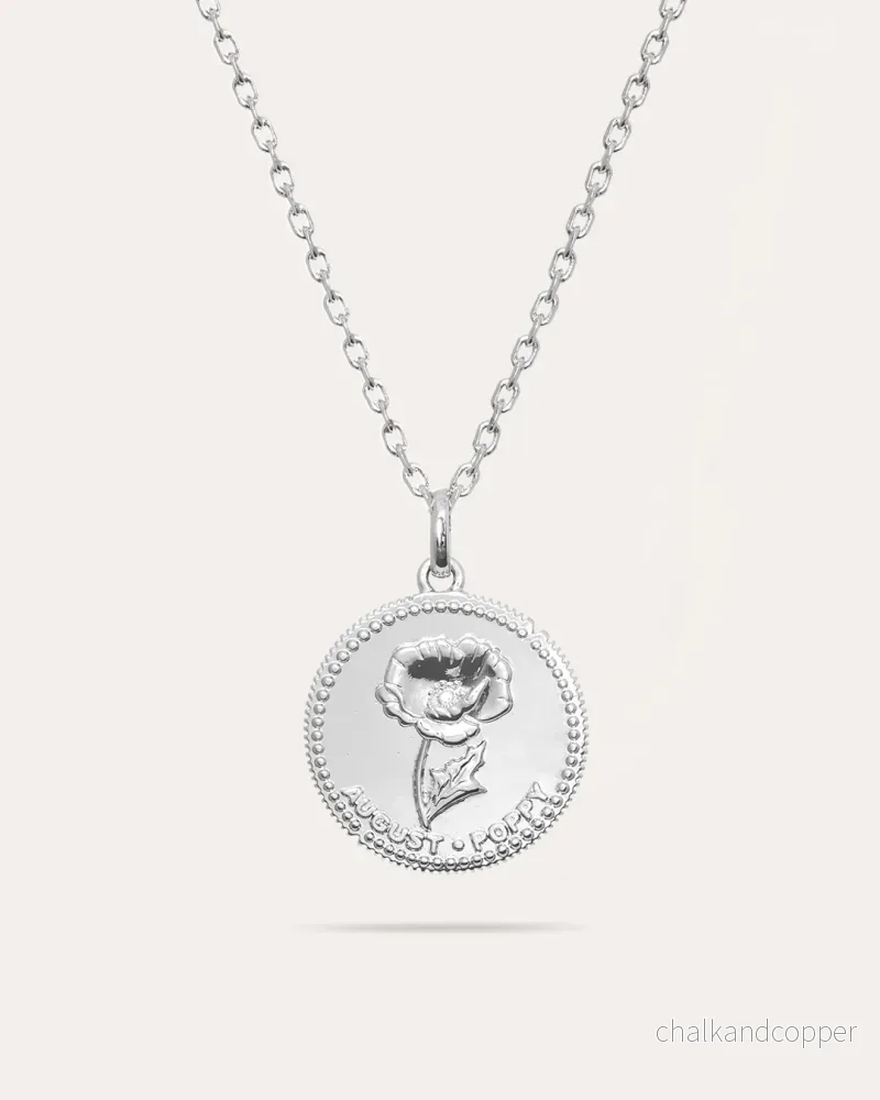 Månadsblomma Augusti – Silverhalsband