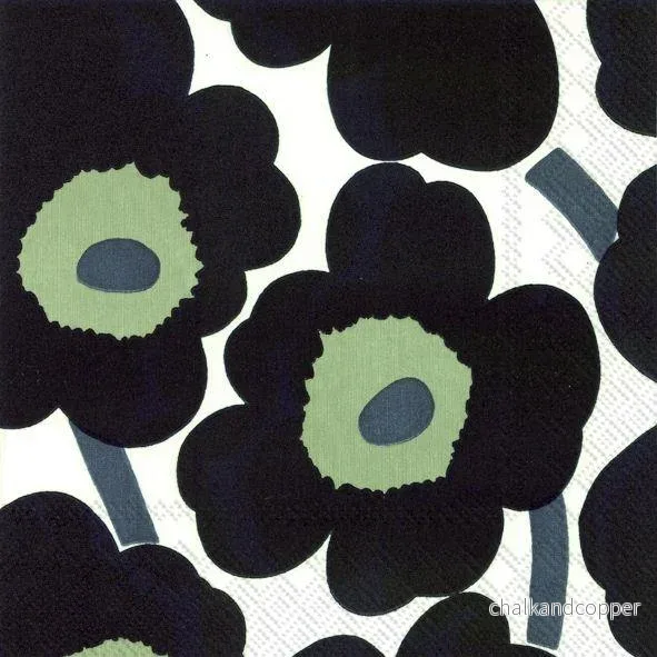 Servett Marimekko Unikko vit/svart