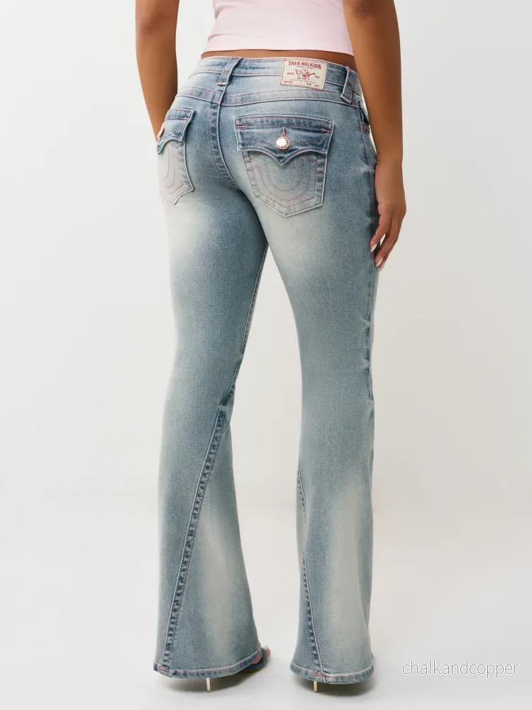 True Religion jeans – Joey Low Rise Flare Flap Salt water