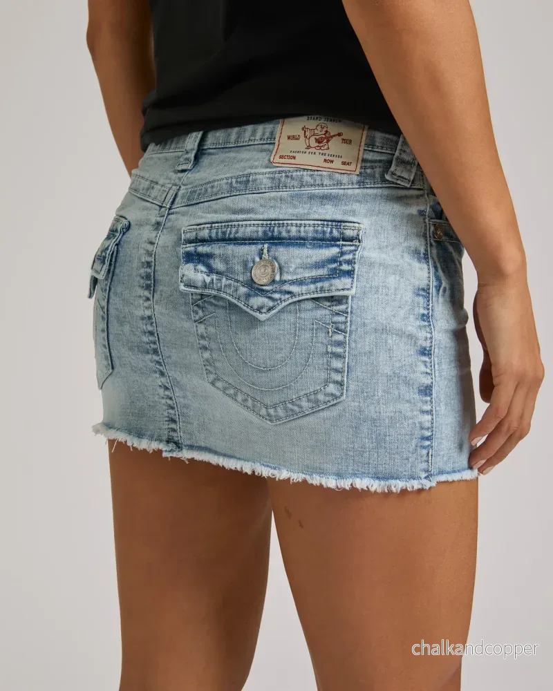 True Religion jeanskjol – Sadie mini denim skirt flap – Freckle Wave