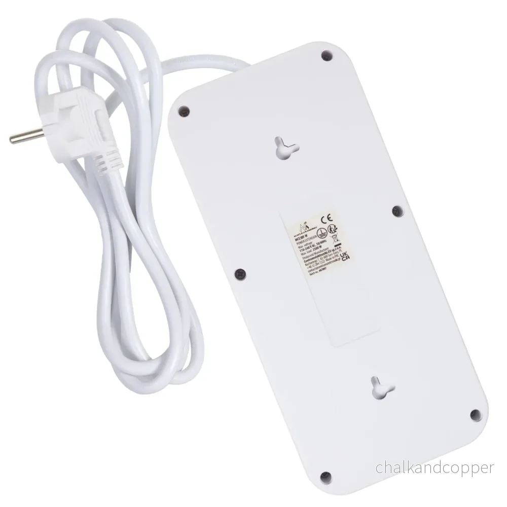 Maclean grenuttag, förlängningskabel 6 uttag + 4xUSB, 110-240V AC 50/60Hz, 2,1A max 2500W, 1,5 m, vit, MCE389 W - Bild 3