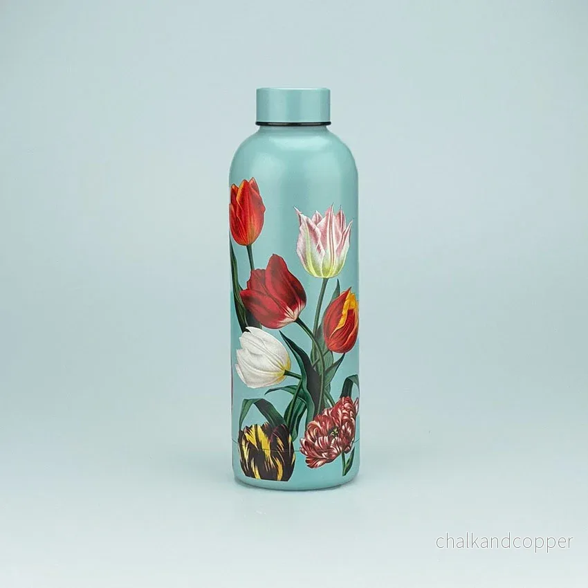 Pretty Tulips Vattenflaska Blågrön 0.5L – Exklusiv Design i Rostfritt Stål Pretty Tulips Vattenflaska Blågrön 0.5L – Exklusiv Design i Rostfritt Stål
