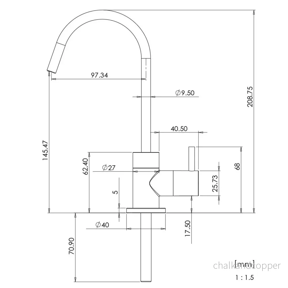 Dafi Flow Comfort Perfect-filtersystem, med kran för filtrerat vatten, filterkapacitet upp till 4,3 l/min, kromfärgad, F.FR.FIL.POD.Z.REG.BAT.1.DR - Bild 3