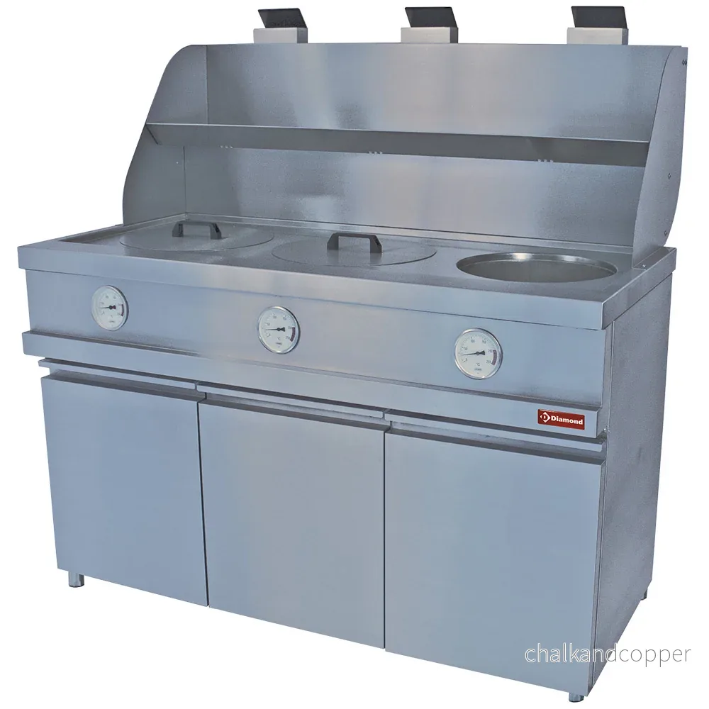 Gasfritös HEAVY DUTY, 3 runda bassänger, mekaniker Gasfritös HEAVY DUTY, 3 runda bassänger, mekaniker