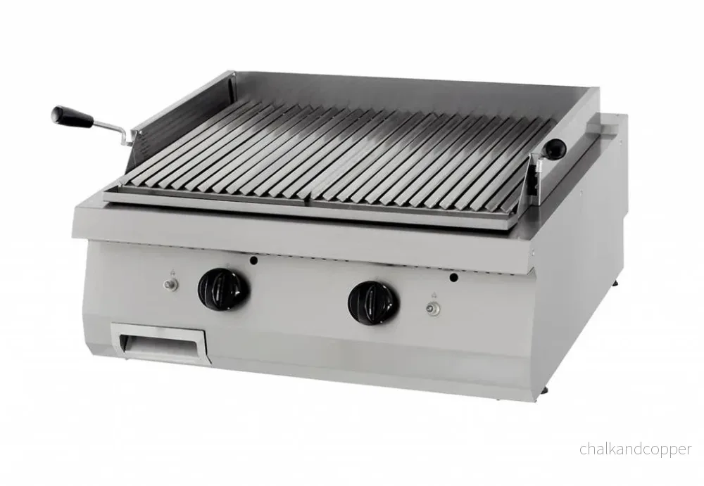 Kraftig lavastengrill - Dubbel enhet - 70 cm djup - Gas