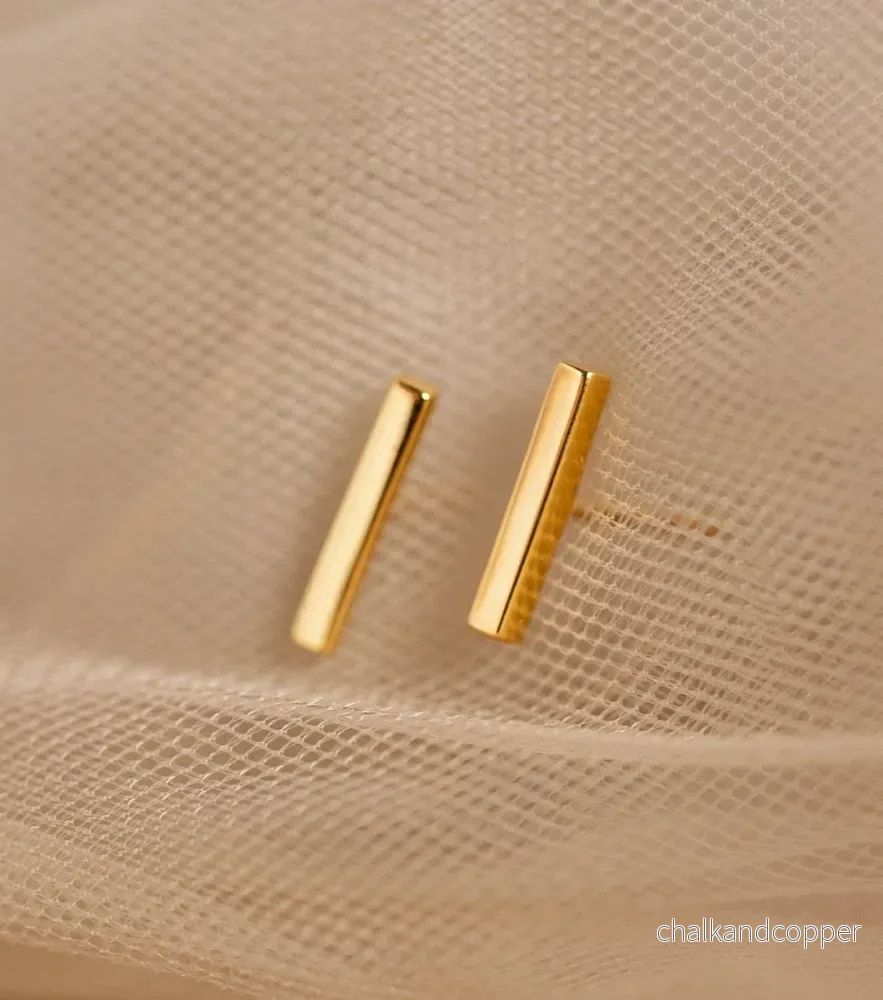 Strict Plain Bar Earrings Gold Syster P Strict Plain Bar Earrings Gold Syster P