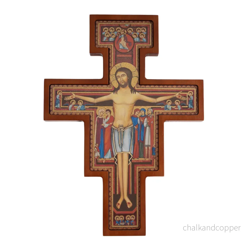 Träkors från San Damiano - Sankt Franciskus kors brun 14x10x1,8cm