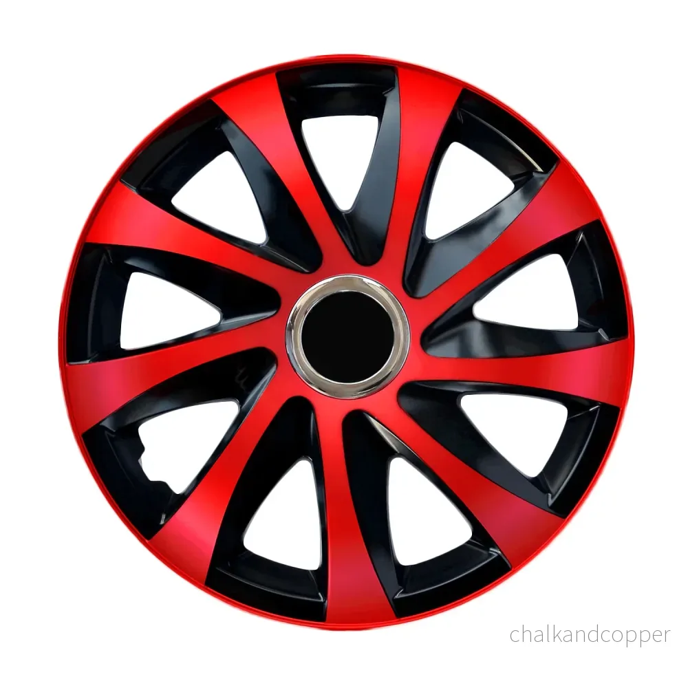 15" NRM DRIFT Extra röd/svart universalnavkapslar 4 st