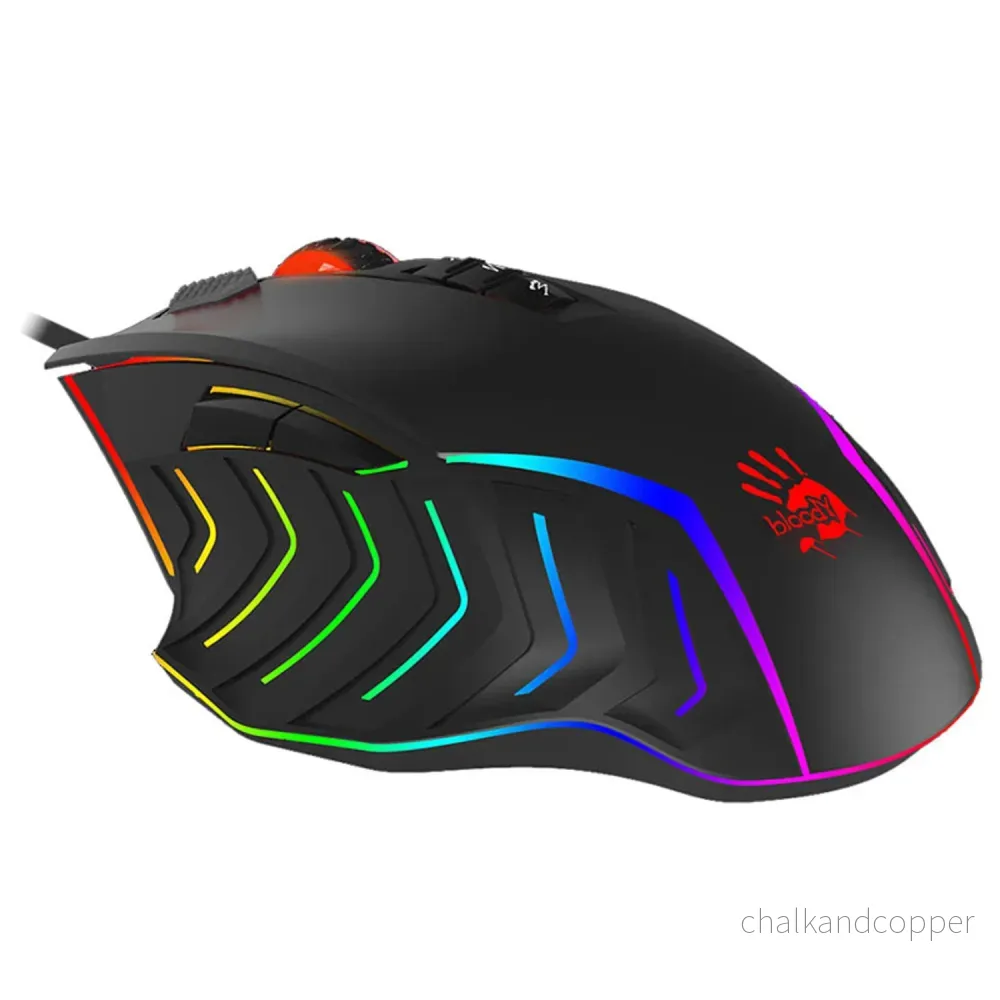 Gamingmus A4TECH, USB, 8000 DPI, metallskenor, J95 RGB Pixart (Aktiverad) - Bild 2