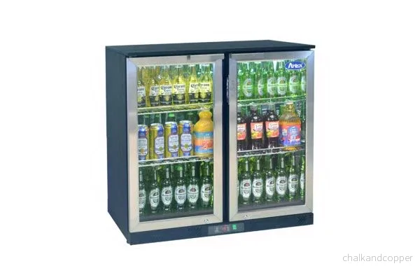 Backbar – Flaskkyl – 2 dörrar – Svart/Stål