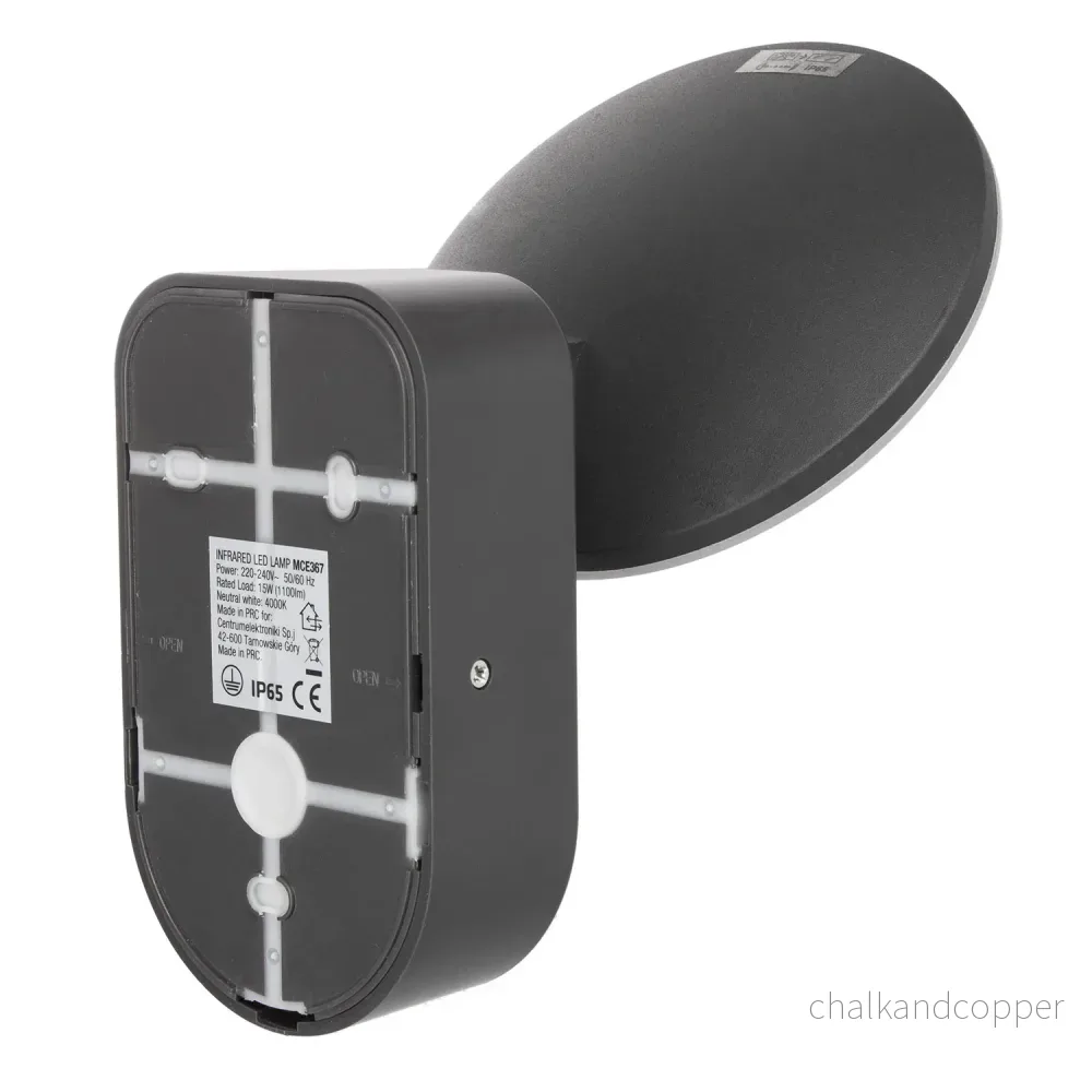 Väggmonterad LED-lampa med PIR-sensor Maclean Energy MCE367 - PC+ALU, 15W (1100lm) Neutralvit 4000K IP65 grå - Bild 3