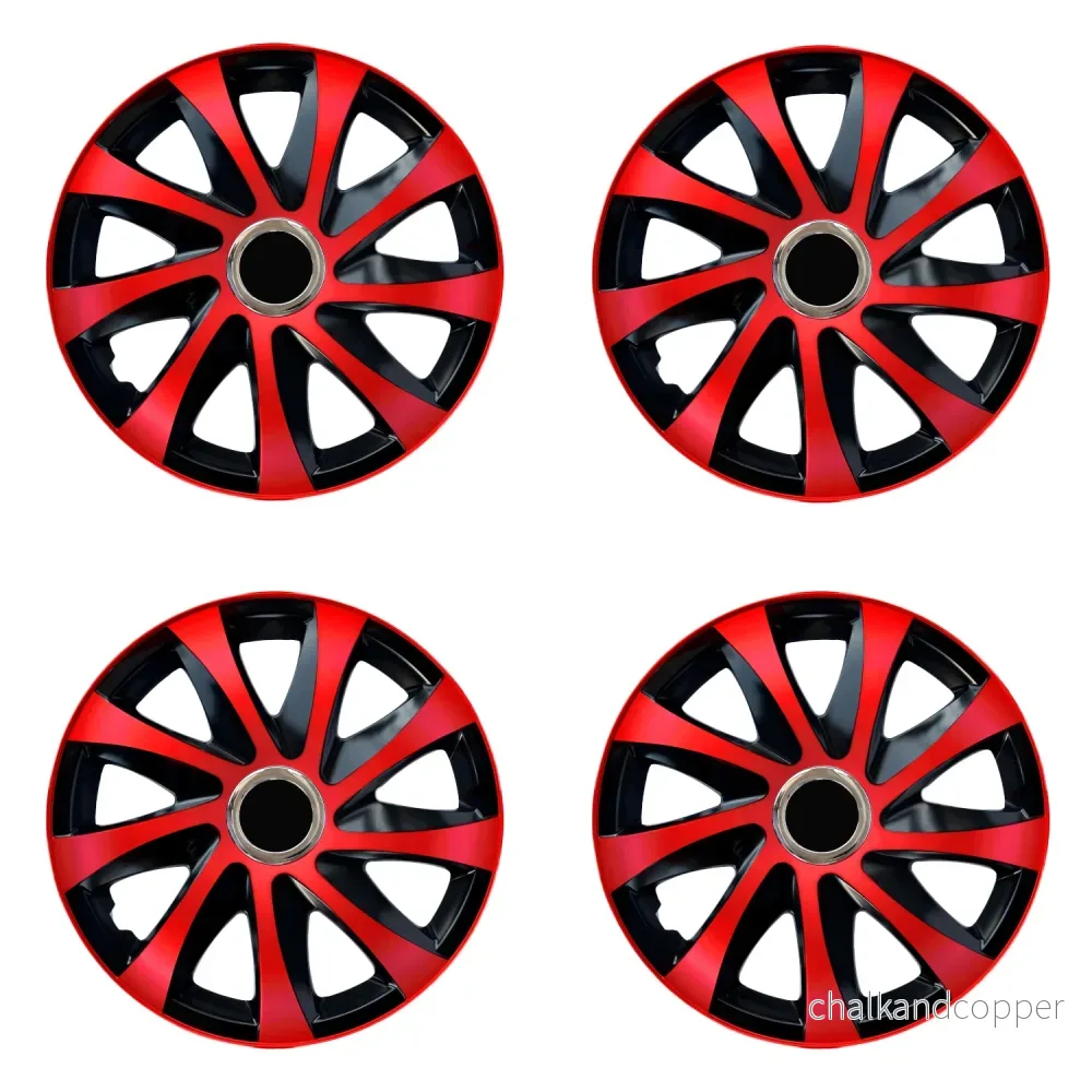 15" NRM DRIFT Extra röd/svart universalnavkapslar 4 st - Bild 2