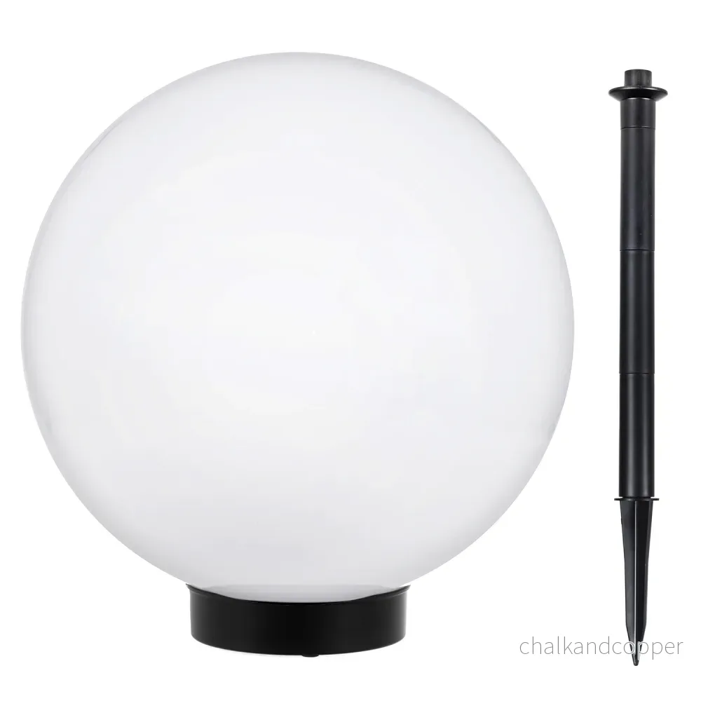 Solcellsdriven fristående trädgårdslampa GB168 – sfärisk, 30x30x63 cm, vit LED