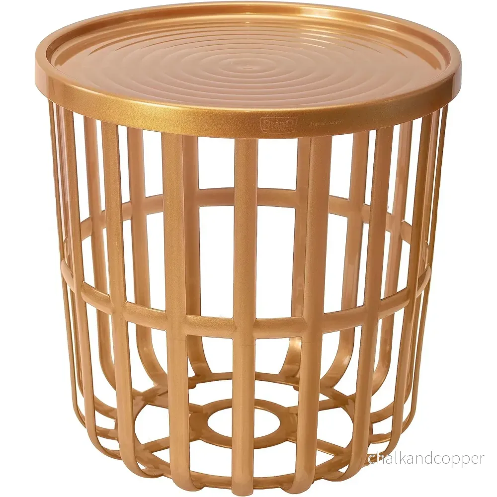 Branq-bord, runt, med förvaringskorg, guld, Zen 1850