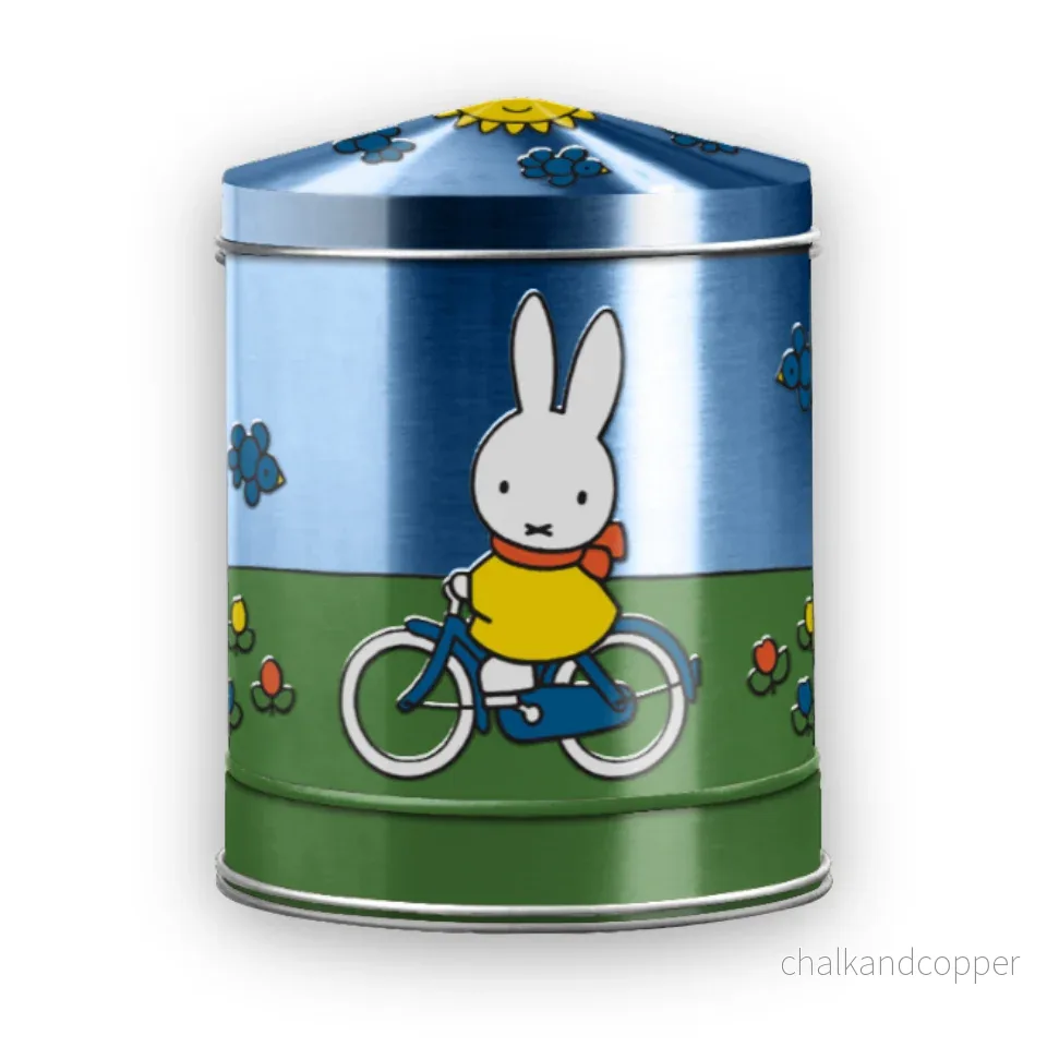 Miffy® musikspelande stroopwafel-/förvaringsburk – Miffy på cykel (115×140 mm) - Bild 2