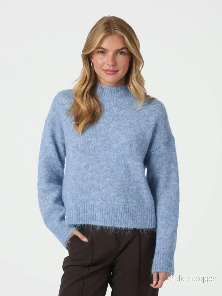 Paulina Fluffy Knit Blouse Dusty Blue Neo Noir