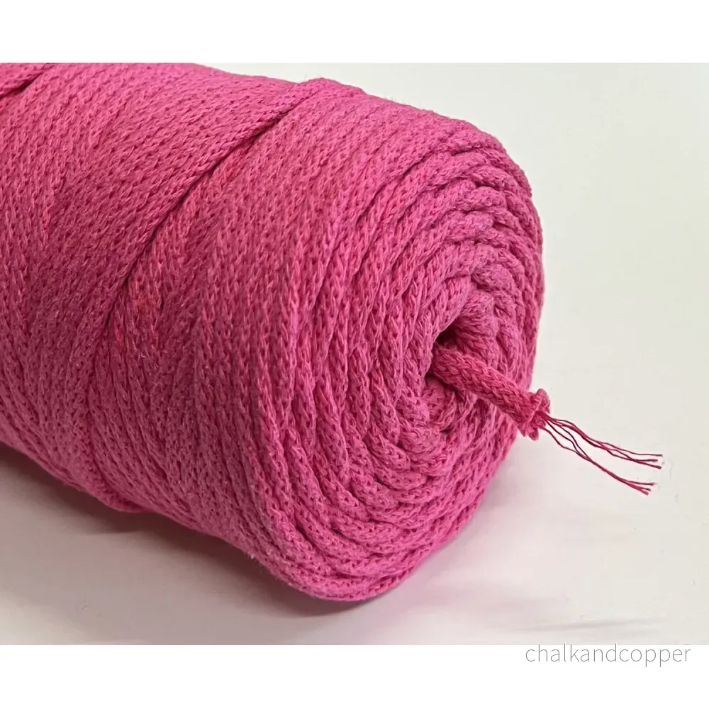 ColiNea, bomullssnöre med bomullskärna, flätat, 5mm, 100m, fuchsia - Bild 2