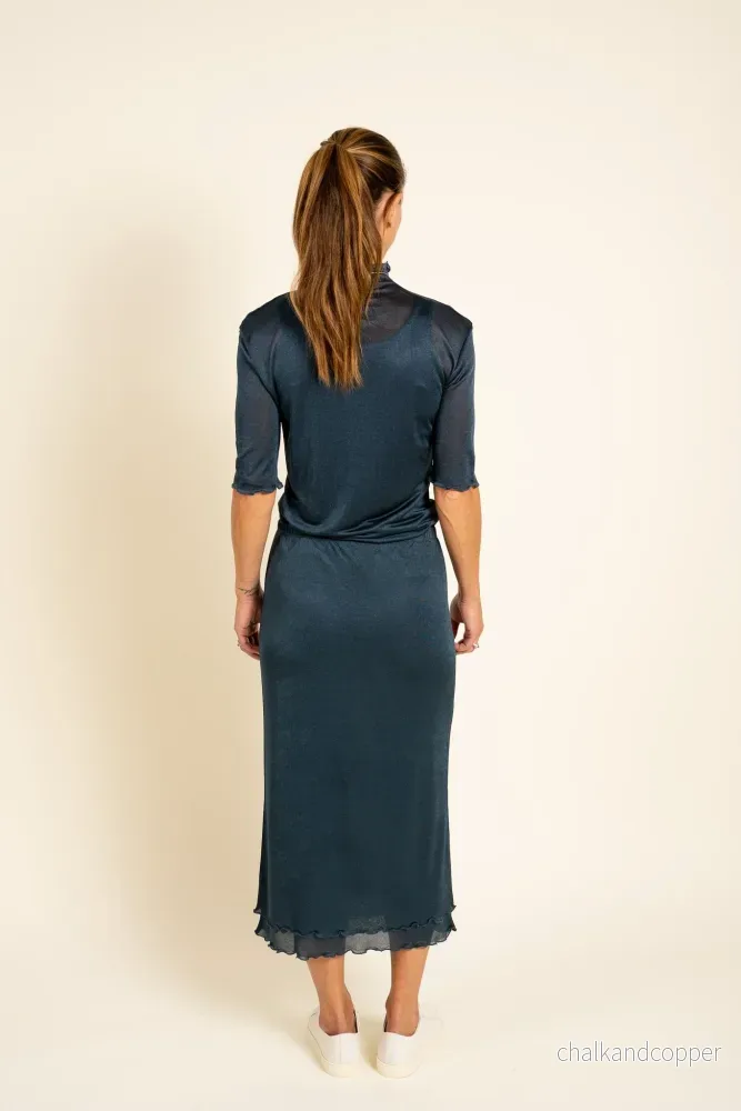 Mock Neck Frill Top Dawn Blue - Bild 3