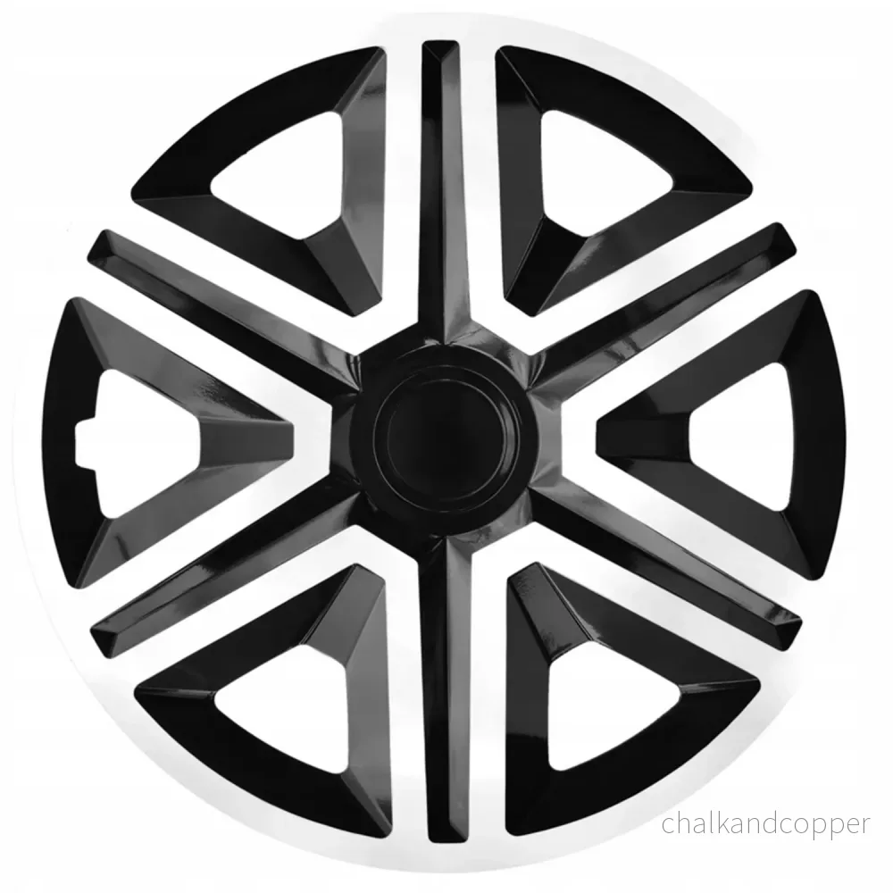 Uppsättning 14" ACTION navkapslar Doublecolor vit/svart 4 st