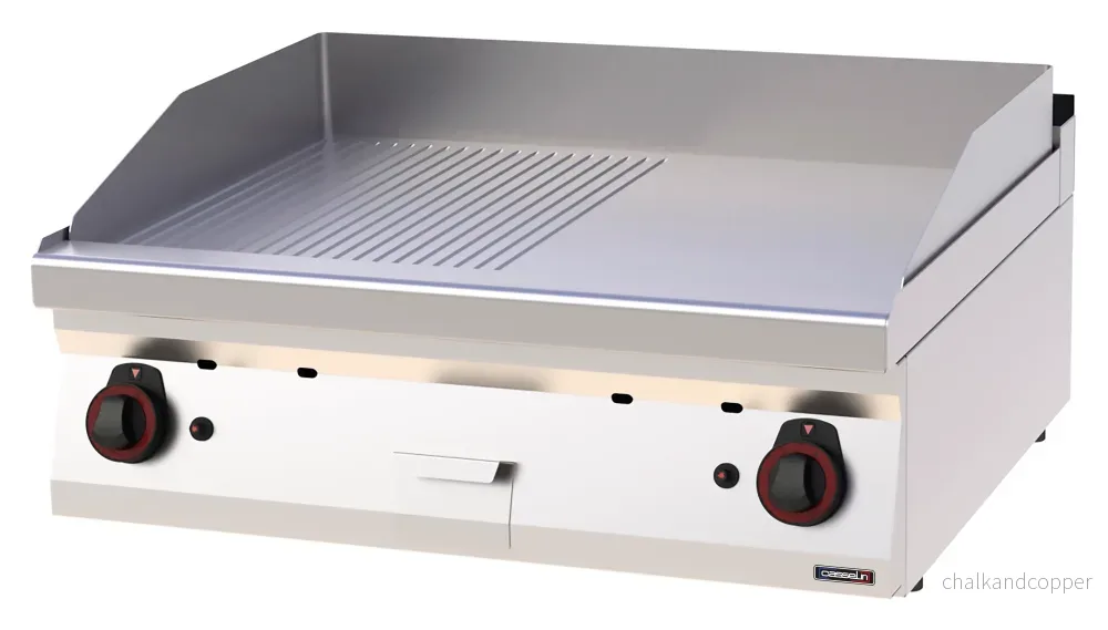 Gasgrillplatta räfflade slätt gjutjärn 80