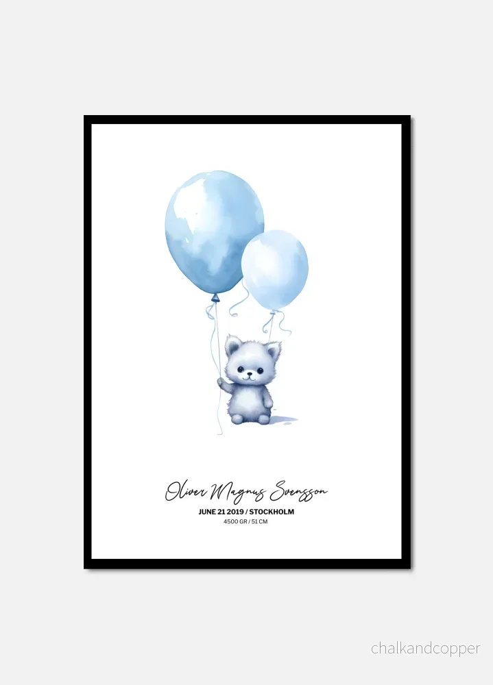 TEDDY WITH BALLOONS PERSONAL POSTER