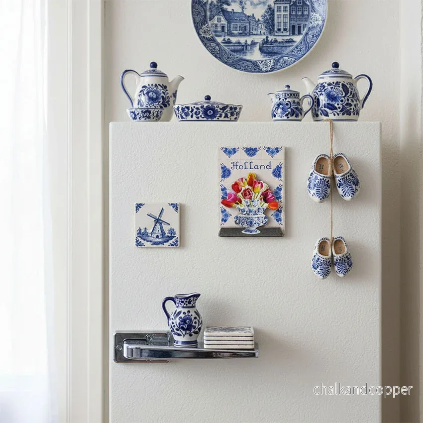 Magnet med Tulpanbukett på Delfts Blauw Kakelplatta - Bild 2