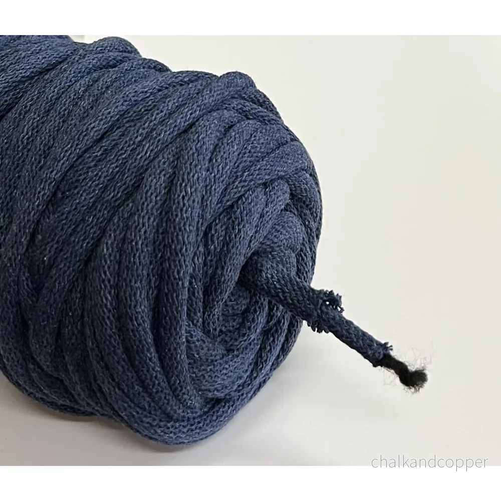 WAS, bomullssnöre med polyesterkärna, flätat, 9mm, 50m, ljus denim - Bild 3