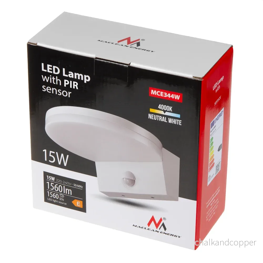 Maclean LED-lampa med rörelsesensor, PIR-sensor, vit, 15 W, IP65, 1560 lm, neutralvit färg (4000 K) MCE344 W, 2 st - Bild 3