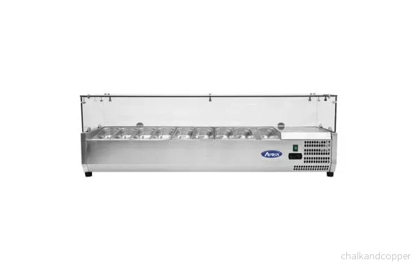 Kylränna - med glasdisk - 200,5 cm - 9 x 1/3 GN-behållare