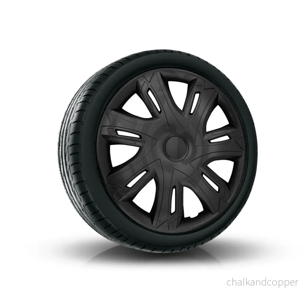 N-Power Hjulkåpor För Stålfälgar Tvåfärgade Navkapslar Set Med 4 Bilfordon Lämplig För De Flesta Märken Och Fälgar ABS-Plast (Svart Matt, 14") - Bild 2