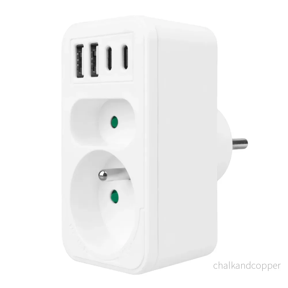 Maclean strömuttag x2 + 4xUSB, splitter med 2 uttag, 2xUSB A, 2xUSB C PD 20W, 1x16A + 1x6A, MCE249 F/W, 3 st - Bild 3