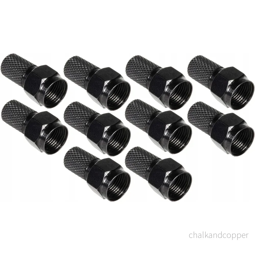 10x Maclean satellit F-plugg, TV-system, RG5.9, RG6, 6,8mm, nickel med tätning, professionell, svart, MCTV-903