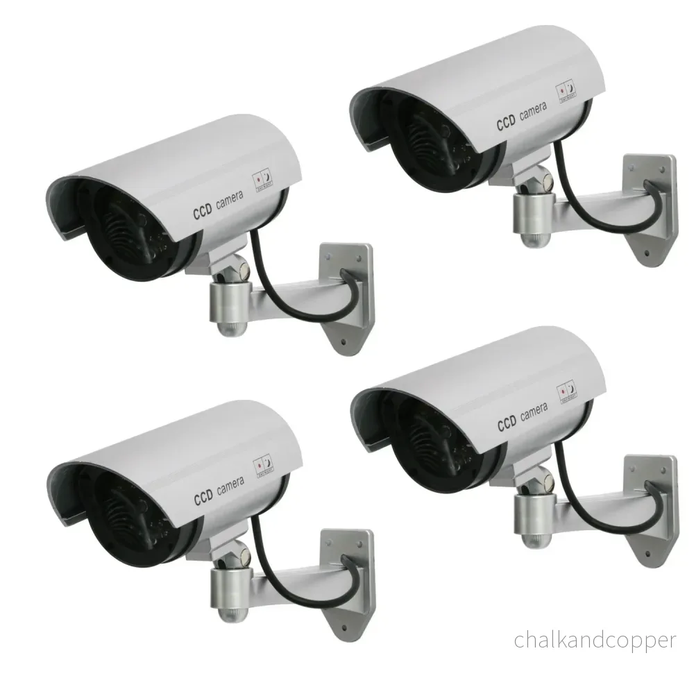 Dummy-kamera med blinkande LED IR1100 S IR utomhus, silver, 4 st