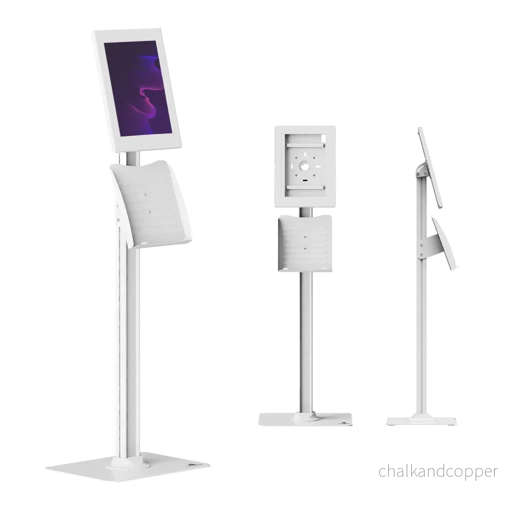 Maclean-hållare för surfplatta, med lås, 12,4–13 tum, iPad Air/Pro, Samsung Tab S10+/S9+/S8+/S7+, 257 × 350 × 22 mm, MC-924 W
