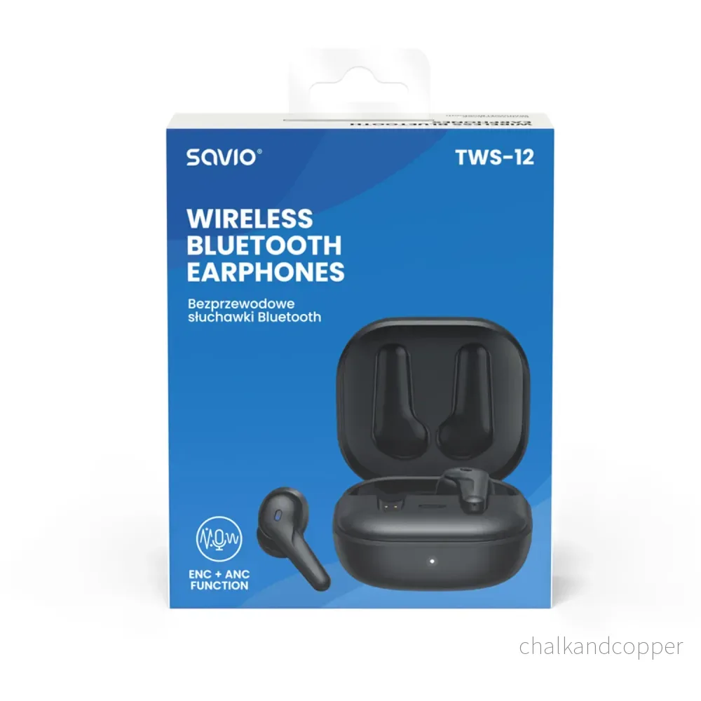 Savio trådlösa hörlurar, Bluetooth 5.3, ANC, USB-C, svart - Bild 3
