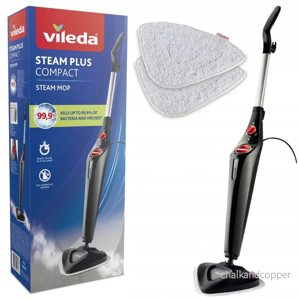 Vileda Steam Plus Compact ångmopp, effekt 1550 W, tankvolym 400 ml, 2 moppdukar,
