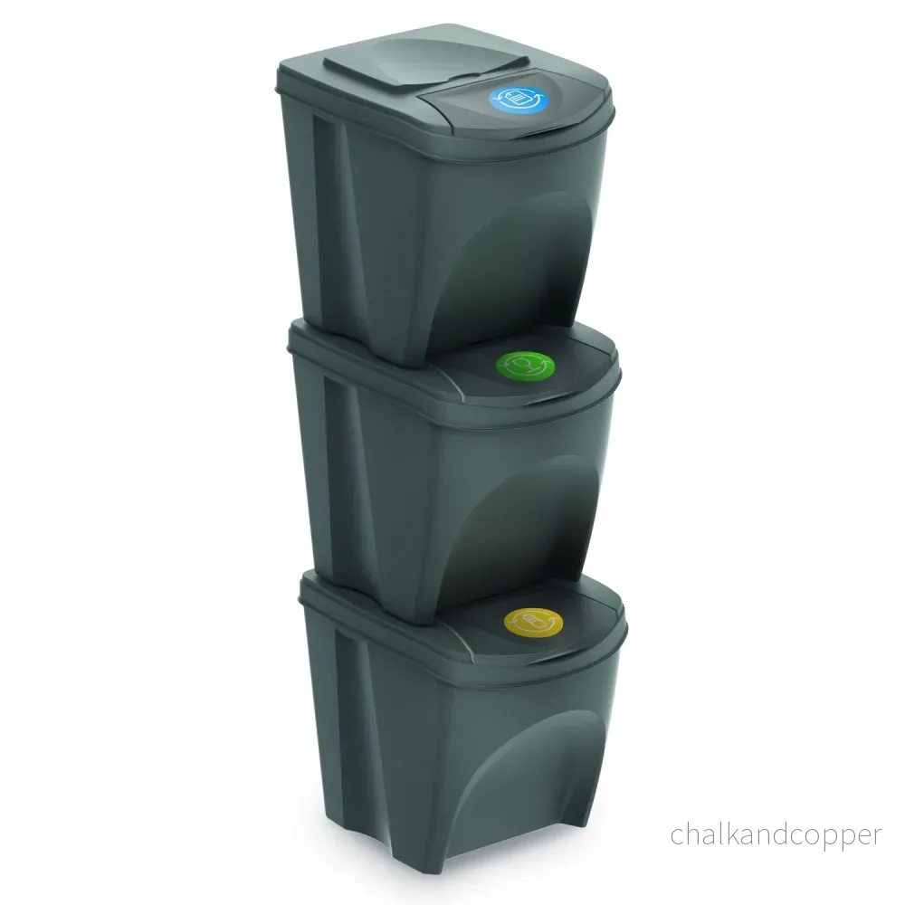 Sortibox för källsortering 3x25L grå - Bild 3