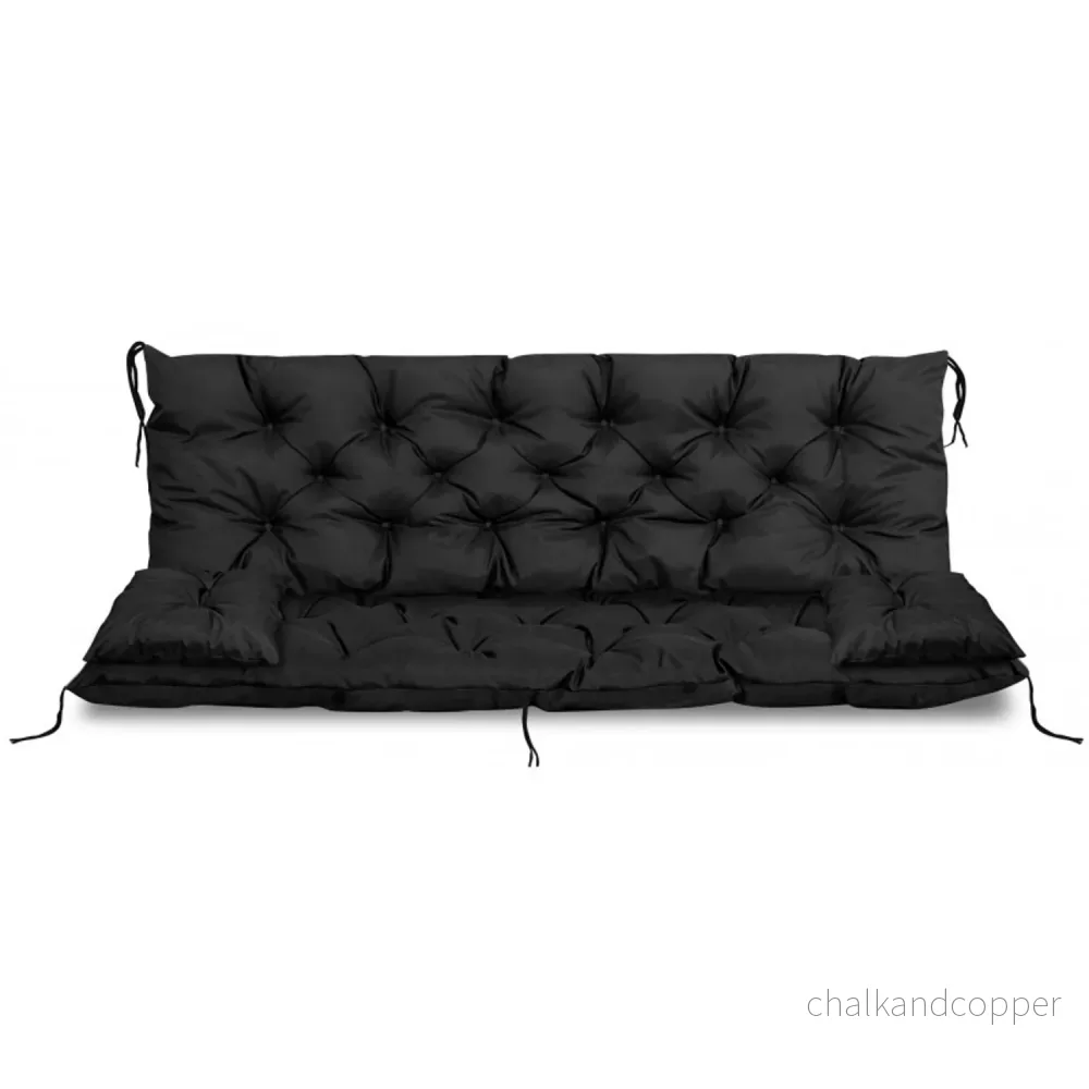 Trädgårdsset svart 100x60x50cm + 2 kuddar 42 x 42 cm - Bild 2