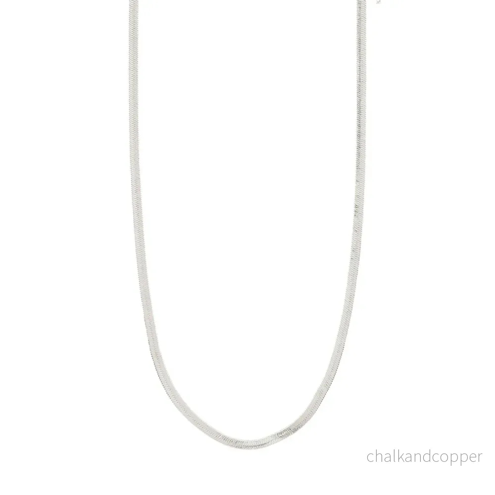 Joanna Recycled Flat Snake Chain Necklace Silver Pilgrim