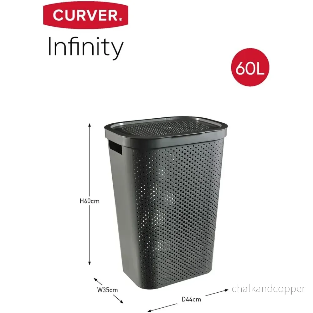 Curver Infinity Återvunnen tvättkorg 60L mörkgrå - Bild 3
