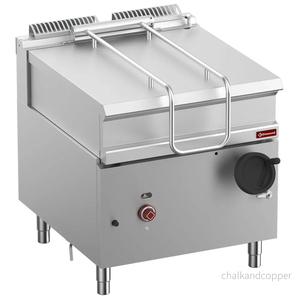 Tiltbar gasbrattpanna, rostfri tank 80 liter, på skåp