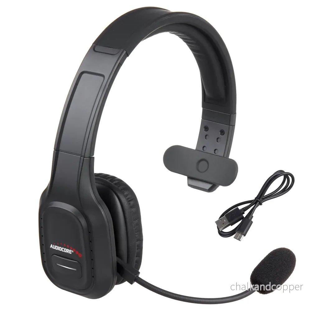 Audiocore AC864 Bluetooth-Headset Med Brusreducerande Mikrofon För Call Center Over-Ear-Hörlurar 32 Timmars Samtalstid Handsfree Trådlöst Kompatibelt Med Google Assistant Och Siri