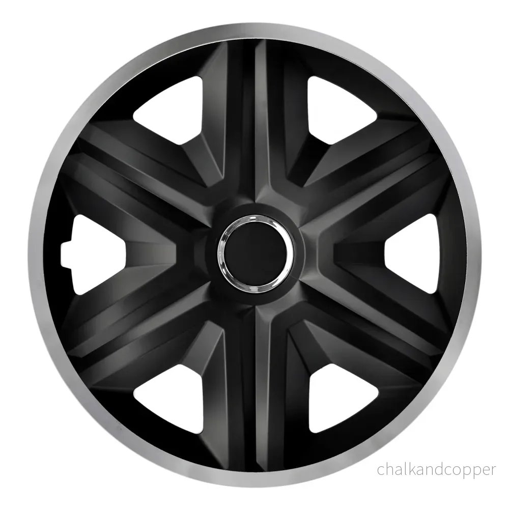 NRM 15" Wheel Covers Universal Hubcaps 4 PCS Black Silver Easy Assembly Durable