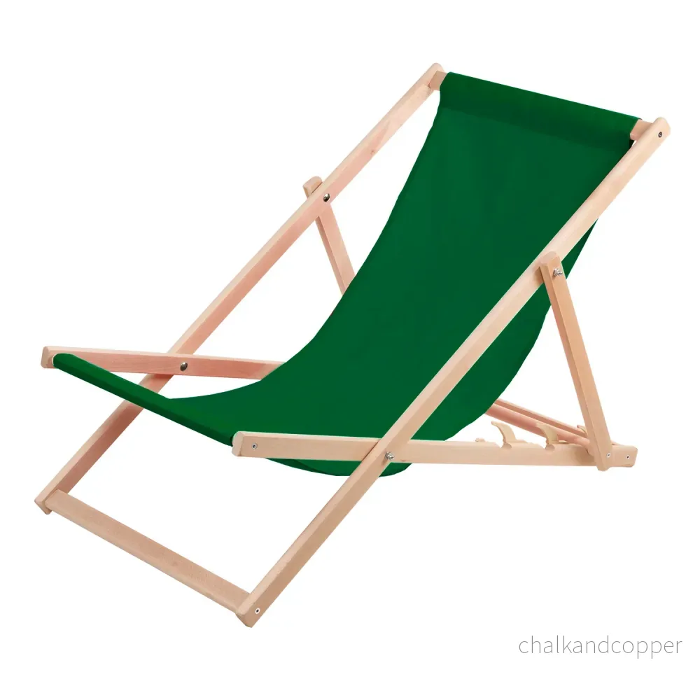 Woodok 2-Sits Solstolsset Av Bokträ Solstol För Självmontering Solstol Trädgårdssäng För Strand Trädgård Balkong Och Terrass Hopfällbar Solstol Upp Till 120 kg Grönt - Bild 2