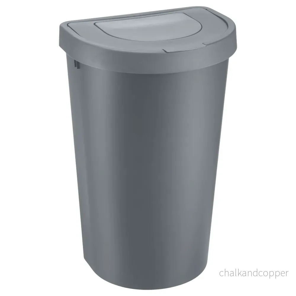 Plast Team papperskorg, gångjärnslock, grå, 45 l, Seattle Swing