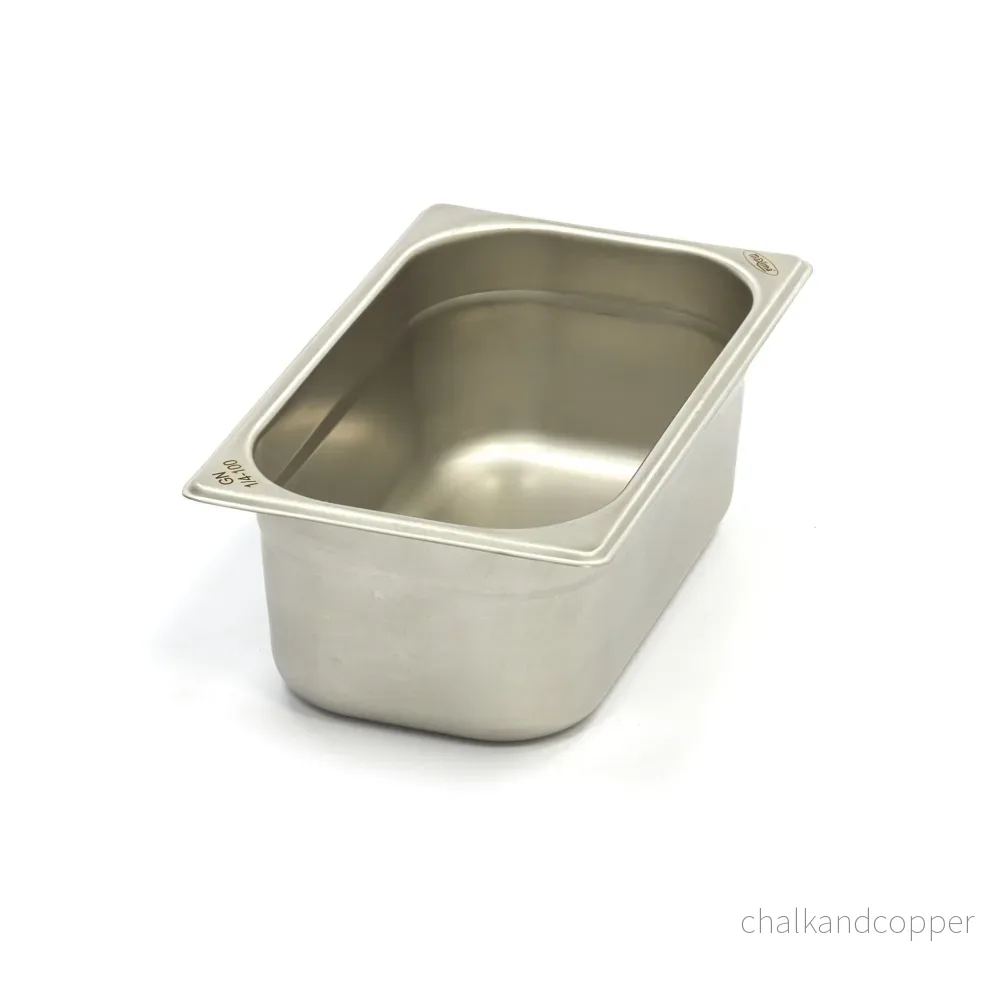 Gastronormbehållare - 3 st - 1/4 GN - 10 cm djup - rostfritt stål