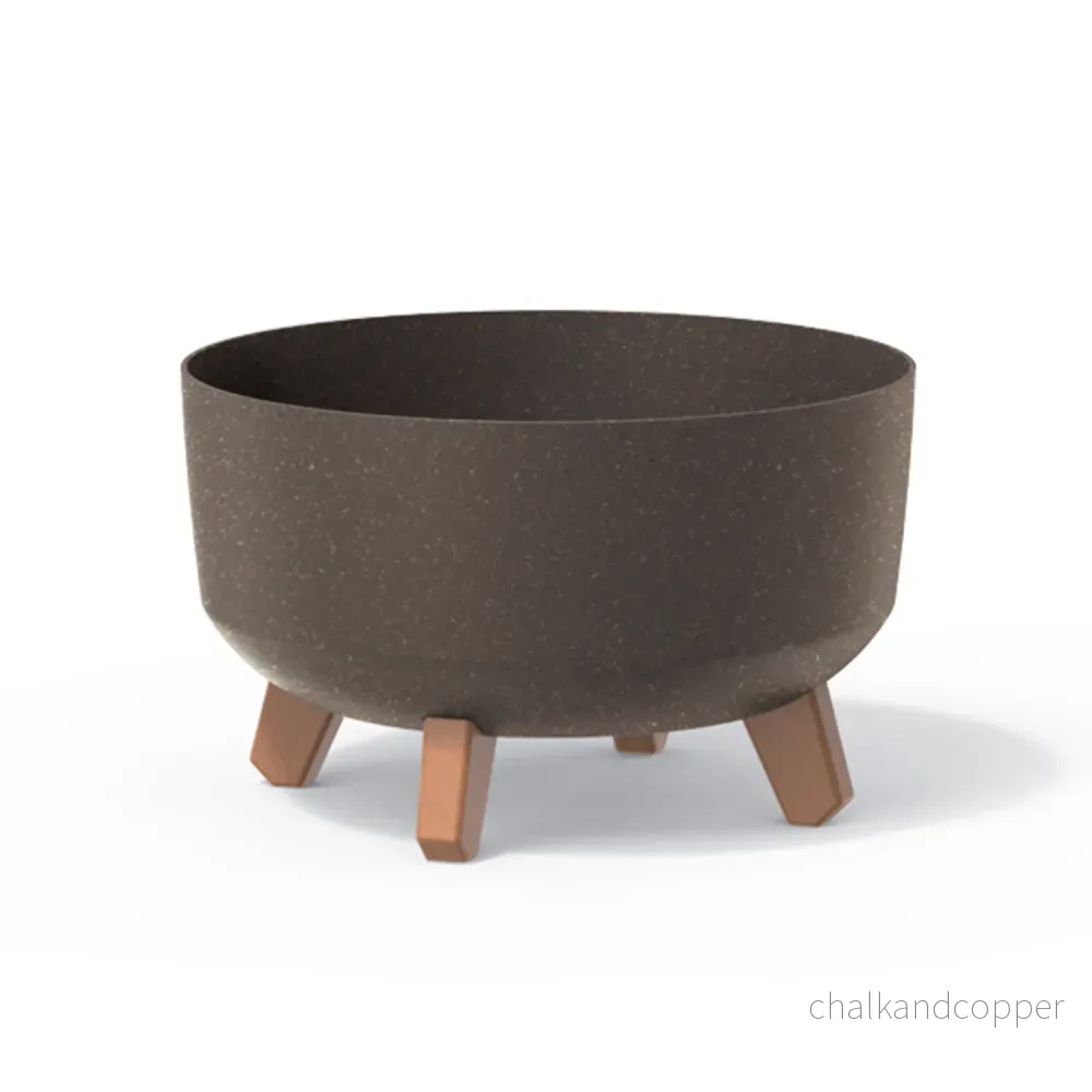 Low Eco Wood Blomkruka Med Avtagbara Ben Inkl. Insats För Inomhus- Och Utomhusbruk Plast UV-Beständig (285mm, ECO Kaffe)