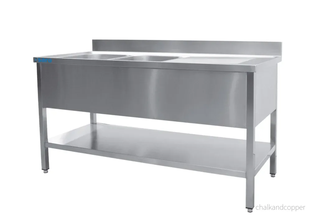 SARO Diskbänk med två handfat, vänster – 700 mm djup, 2000 mm SARO Diskbänk med två handfat, vänster – 700 mm djup, 2000 mm